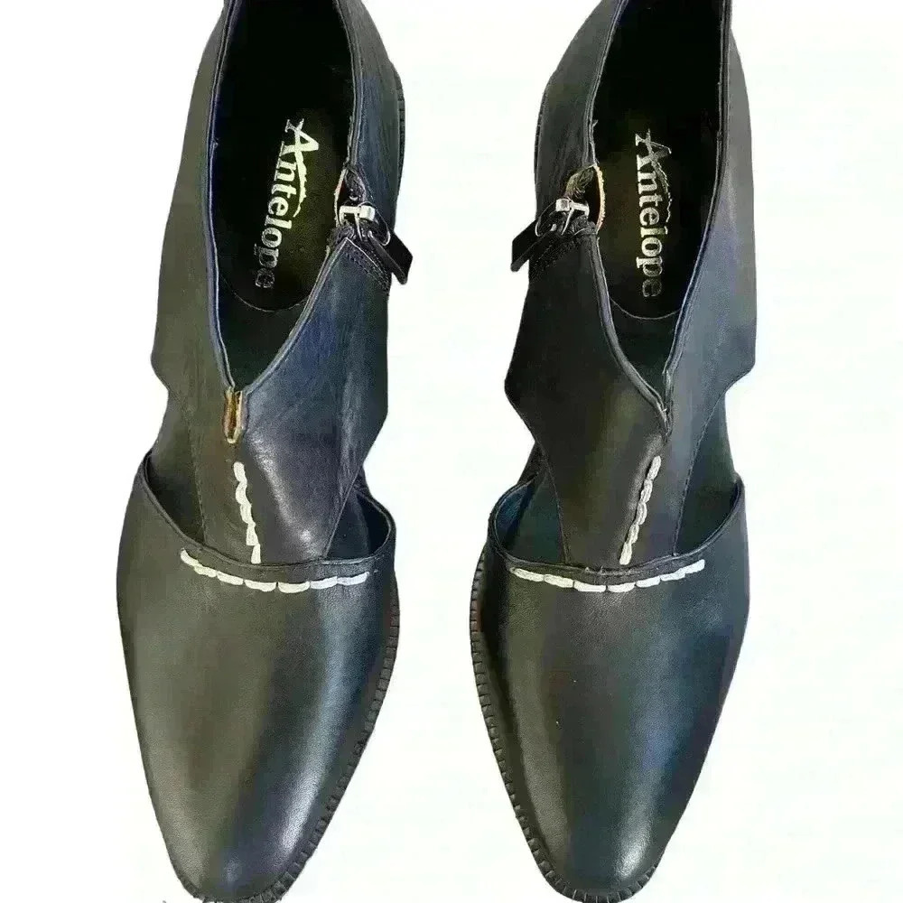 Antelope Women’s Leather Booties. Black. Cut out sides. Handmade Career